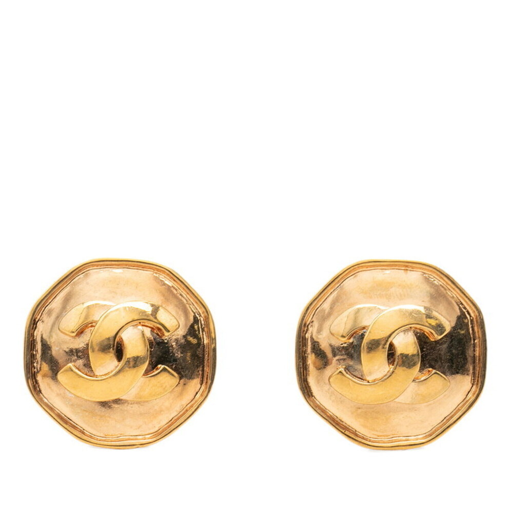CHANEL Vintage Gold Logo Earrings